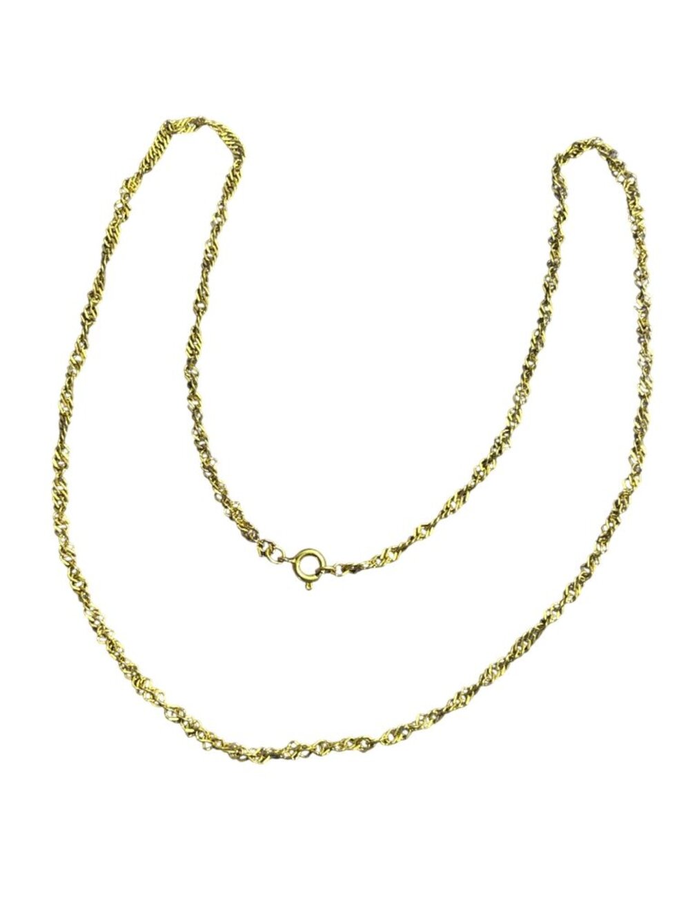 Vintage Goldtone Twisted Chain Necklace Spring Ring Clasp 23 inches Long